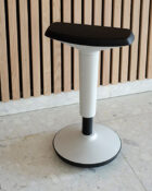 Front view of the Lyft height adjustable stool with a soft-touch PU seat.