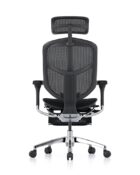 Enjoy Elite G2 chair with optional headrest and foot rest. Mesh back with lumbar support, seat tilt, adjustable arms and 5-star base.