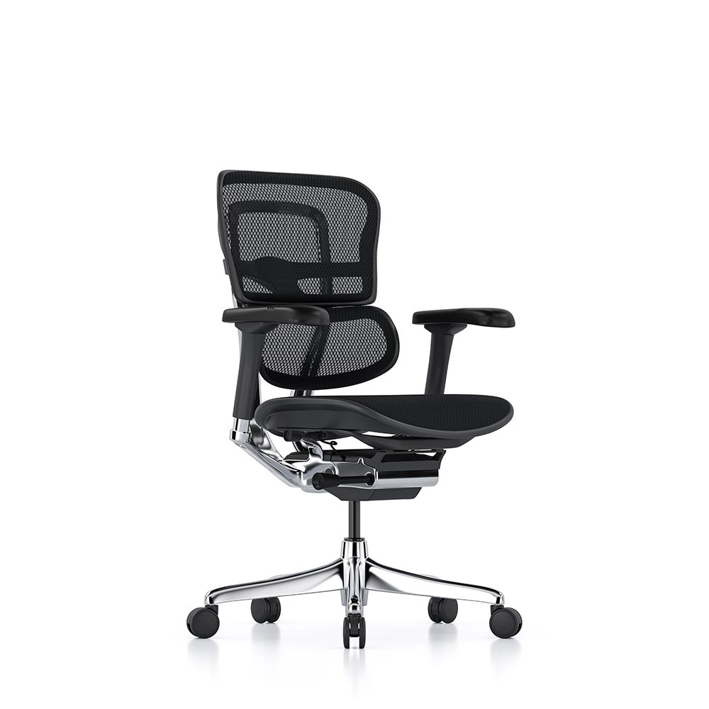 Front view of Ergohuman Elite G2 showing mesh back, synchro tilt mechanism and armrest adjustments