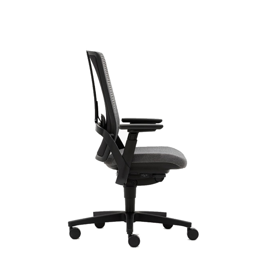 Senator i-Workchair showing synchronised reclining mechanism and ergonomic back support. Includes black 5 star castor base.