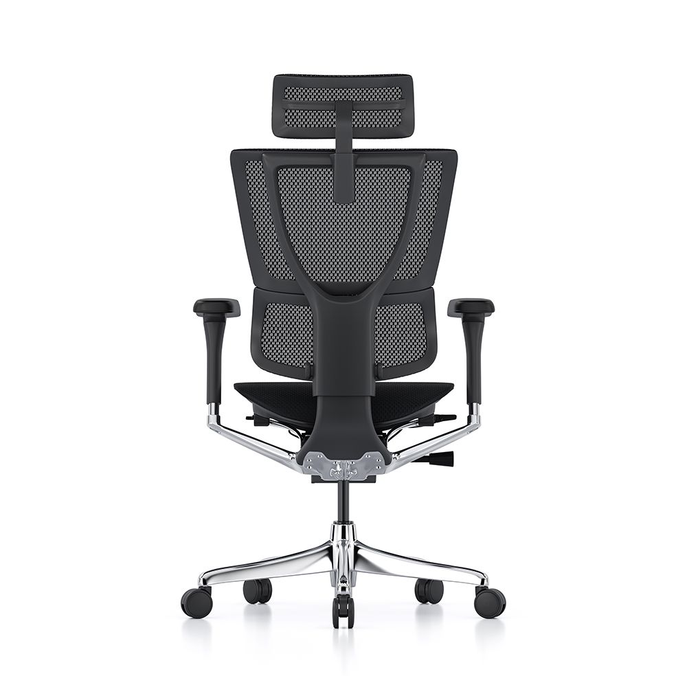 Mirus Elite G2 mesh back chair showing 50mm backrest height adjustment.