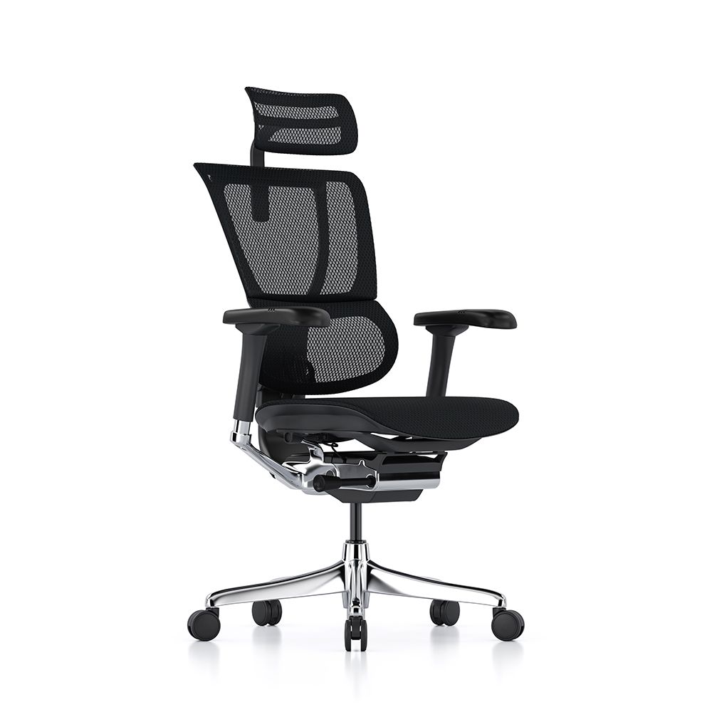 Optional headrest on Mirus Elite G2 showing height and angle adjustability.