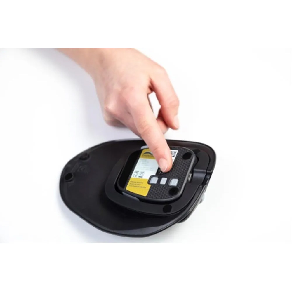 upside down view of the ergonomic HandShoe SHIFT Ambidextrous Cordless Mouse