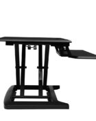 Side view of the sit stand desk - L-E-Vate standing desk solution that easily converts a standard workstation into a desk with height adjustability.
