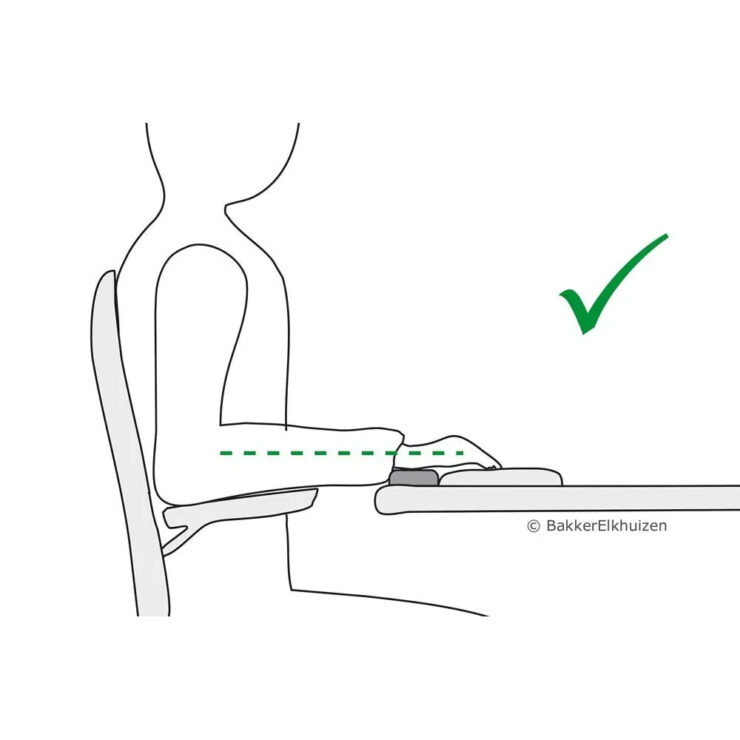 side profile image of correct wrist position sing the trapezium ergo wrist rest - how to setup a good ergonomic setup for improved posture