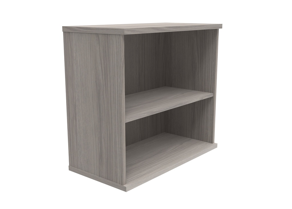 Bookcase with one shelf, standing at 730mm high. Finished in Alaskan Grey Oak MFC wood finish.