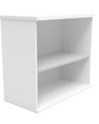 Bookcase with one shelf, standing at 730mm high. Finished in White MFC wood finish.