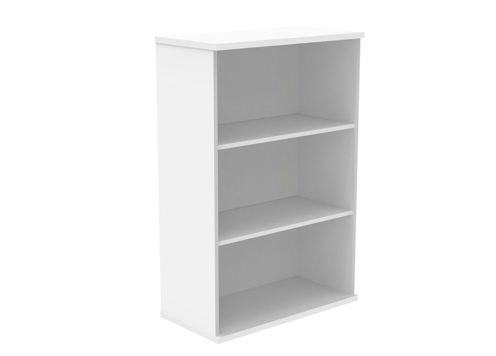 2-shelf, bookcase at 1204mm in height. Shown in Arctic White MFC finish.