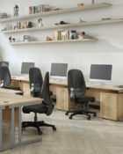 2 drawer wooden filing cabinet in an office setting