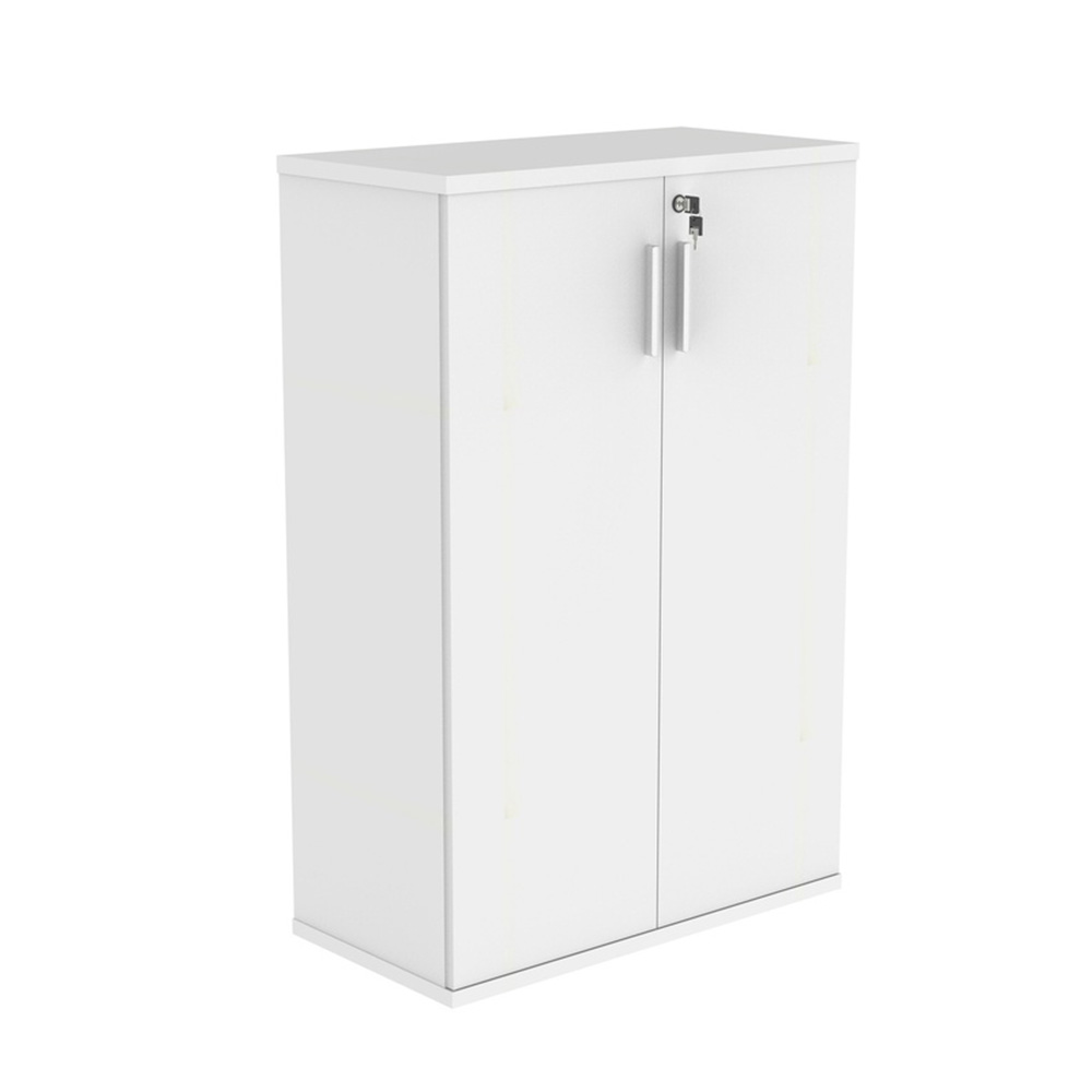 Artic White, 1204mm high, wooden cupboard with lock and silver handles