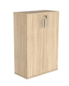 Canadian Oak, 1204mm high wooden cupboard with two doors, lock with two keys, and Silver handles.