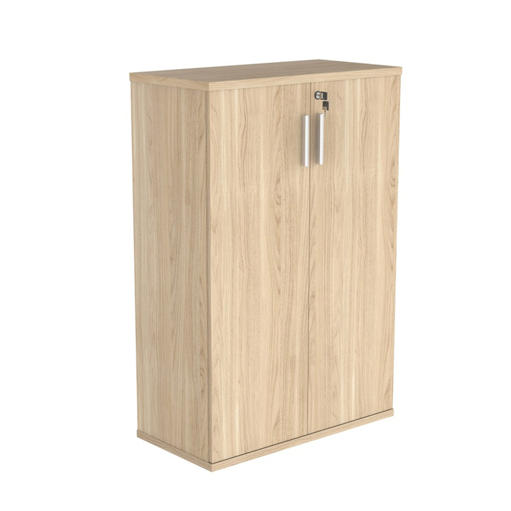 Canadian Oak, 1204mm high wooden cupboard with two doors, lock with two keys, and Silver handles.