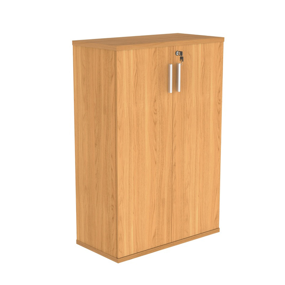 1204 high wooden cupboard with double doors, lock and silver handles.