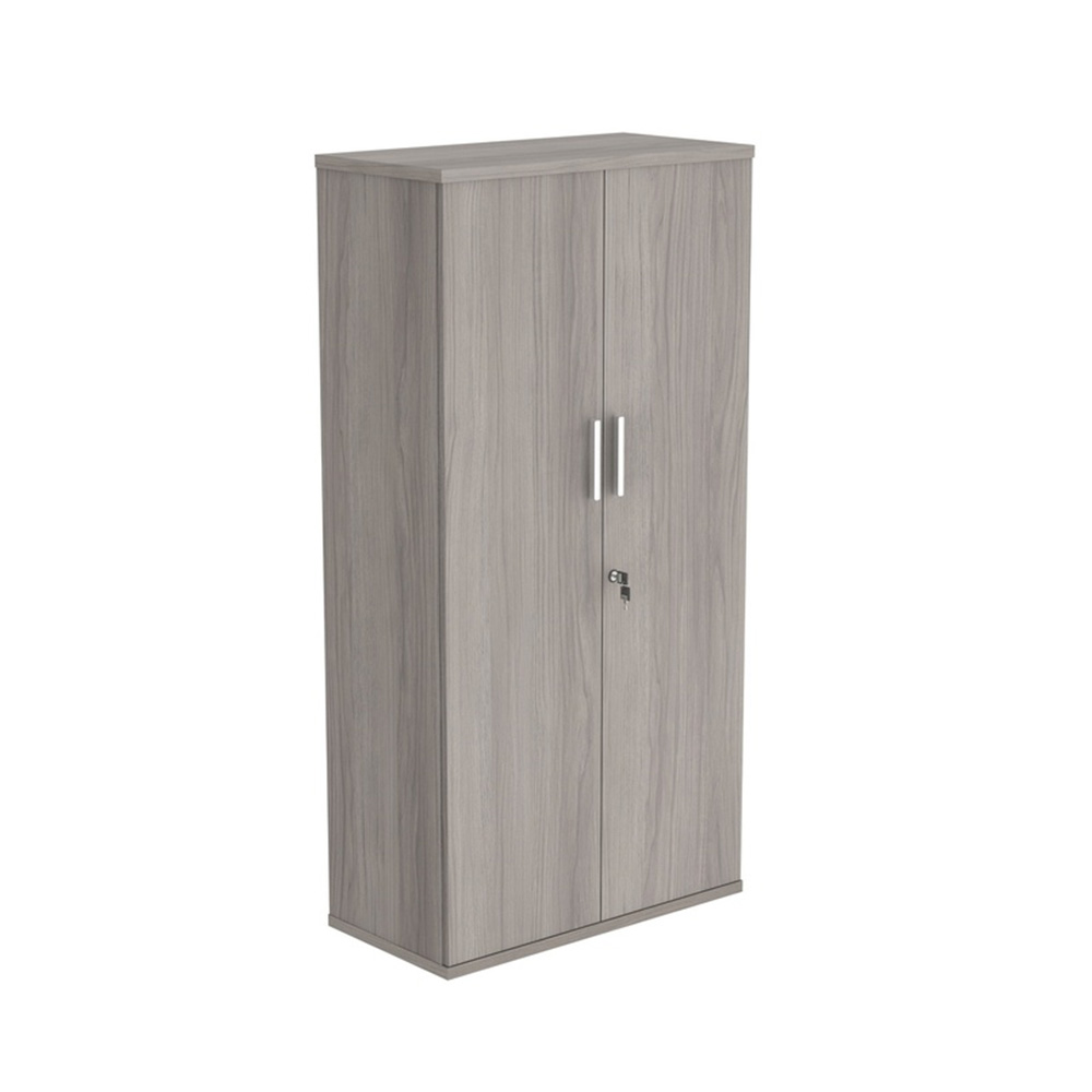 Alaskan Grey Oak - dark grey wooden cupboard with lock and silver handles