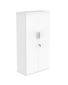 Artic white wooden 2-door cupboard with lock and silver handles