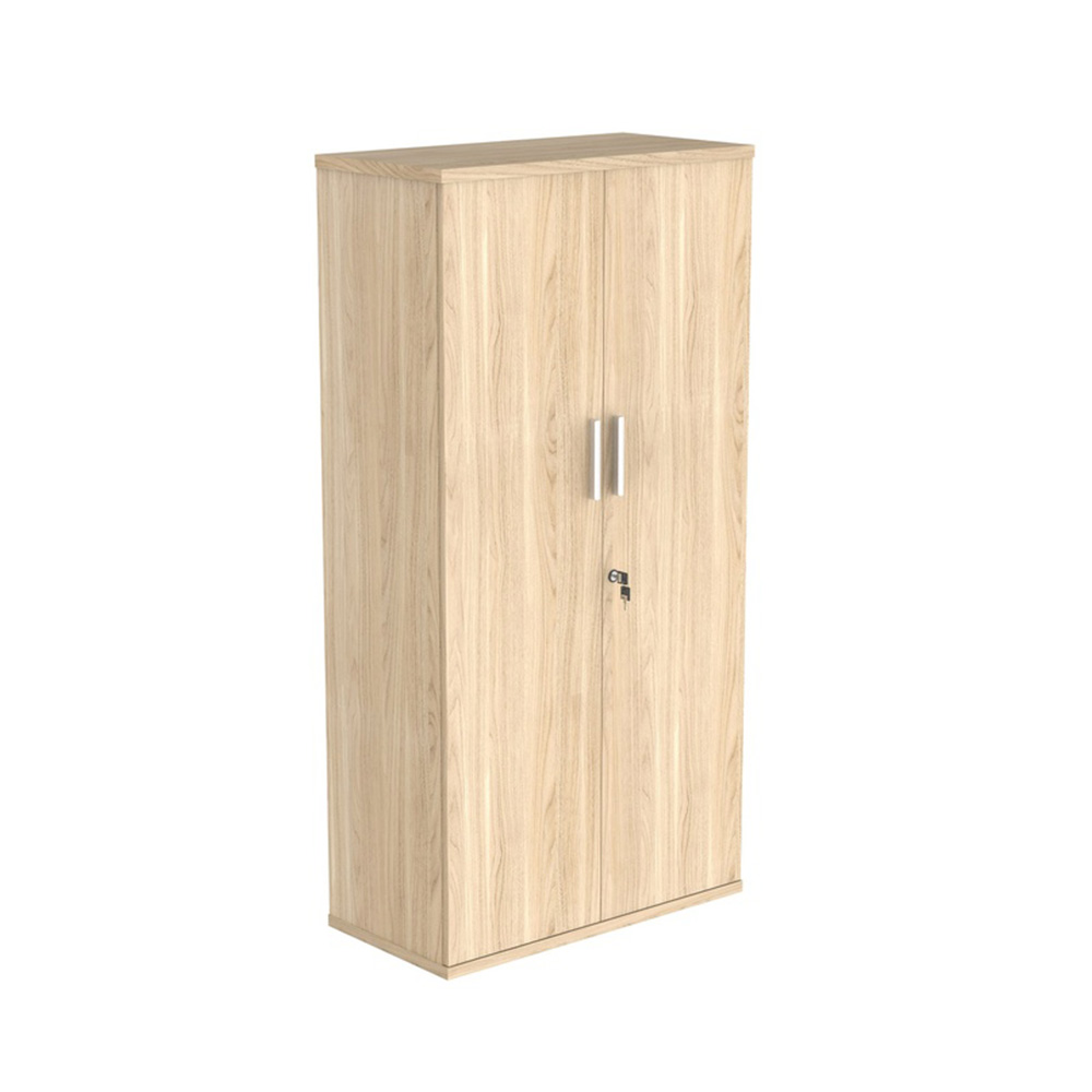 Storage cupboard with two doors. Finished in Canadian Oak. Wider width design with lock. 1592 high.