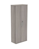 Tall 2 door dark grey wooden cupboard with lock
