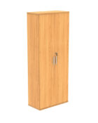 1980mm high - 2-door wooden cupboard with lock and silver handles