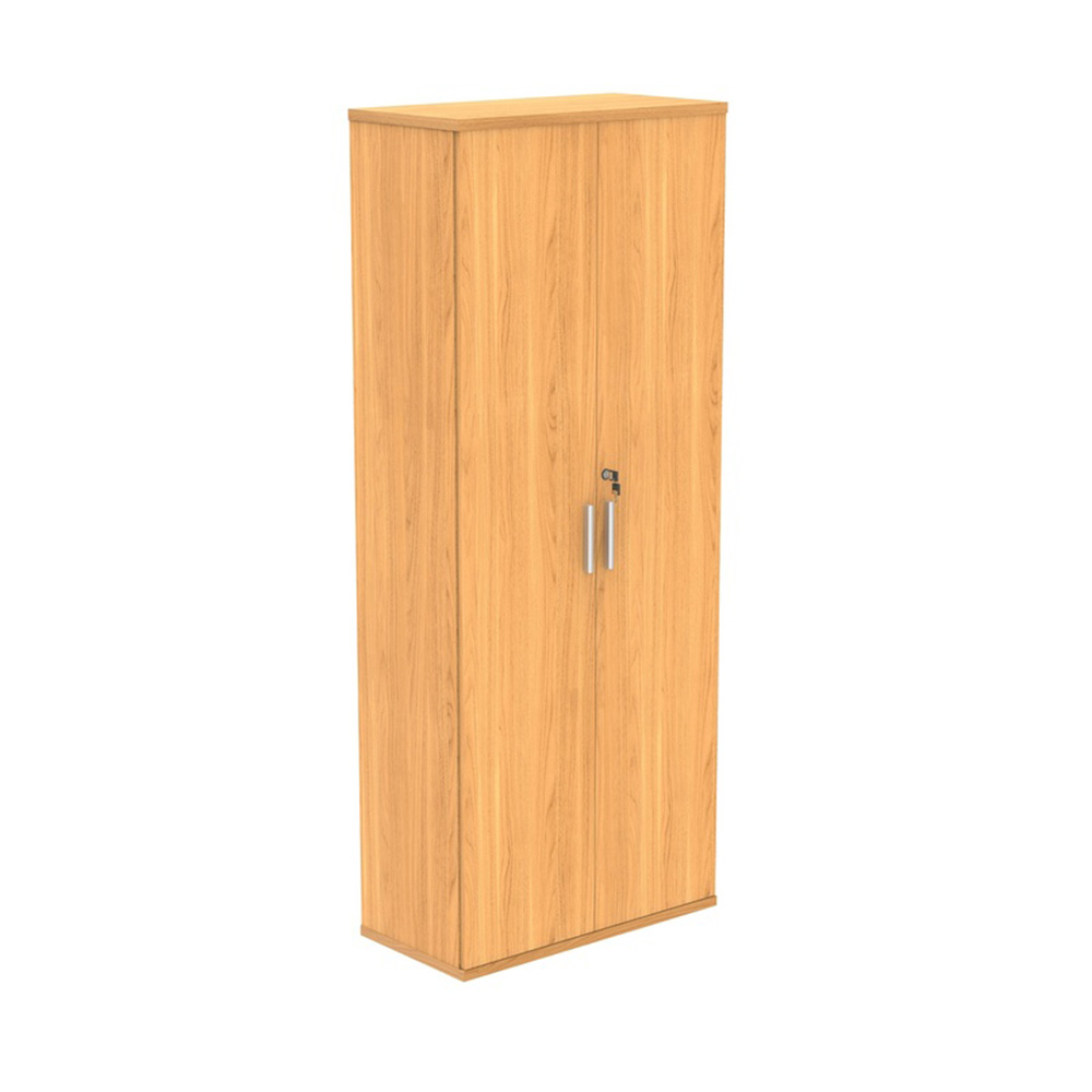 1980mm high - 2-door wooden cupboard with lock and silver handles