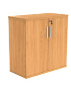 Wooden 2 door cupboard with silver handles, lock and 2no. keys. 816mm high.