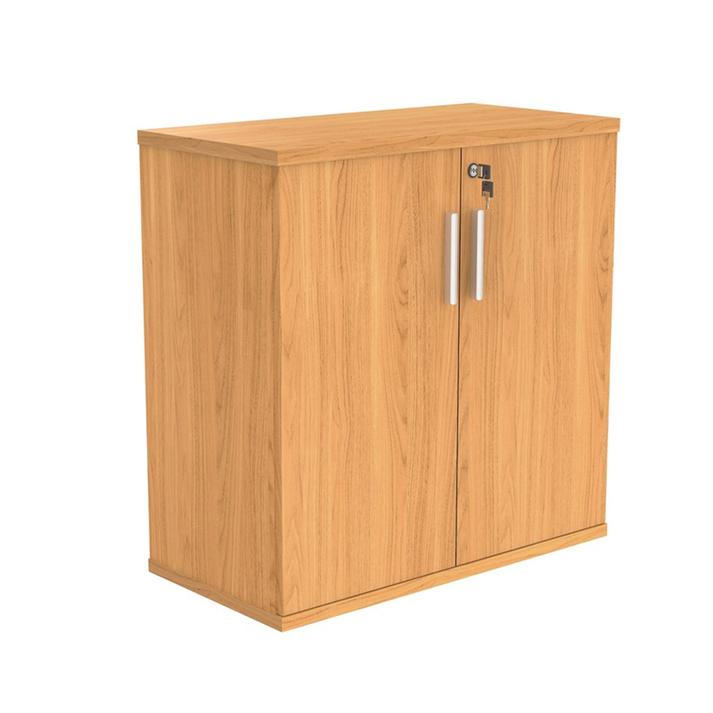 Wooden 2 door cupboard with silver handles, lock and 2no. keys. 816mm high.