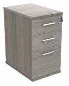 Desk High Pedestal D600, lockable top drawer. Finished in Alaskan Grey with Silver handles.