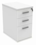 Desk High Pedestal D600, 3 drawer with lockable top drawer. Finished in artic white.