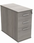 Desk High Pedestal D800 finished in Alaskan Grey Oak with silver handles.