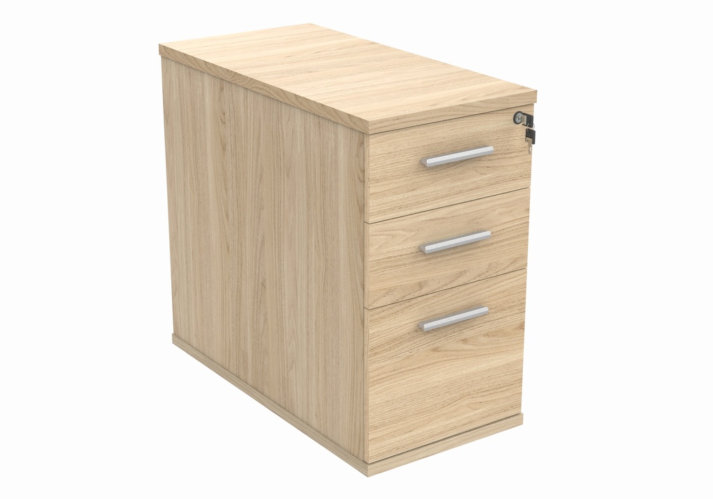 Canadian Oak, 3-drawer desk high pedestal - 800mm deep.