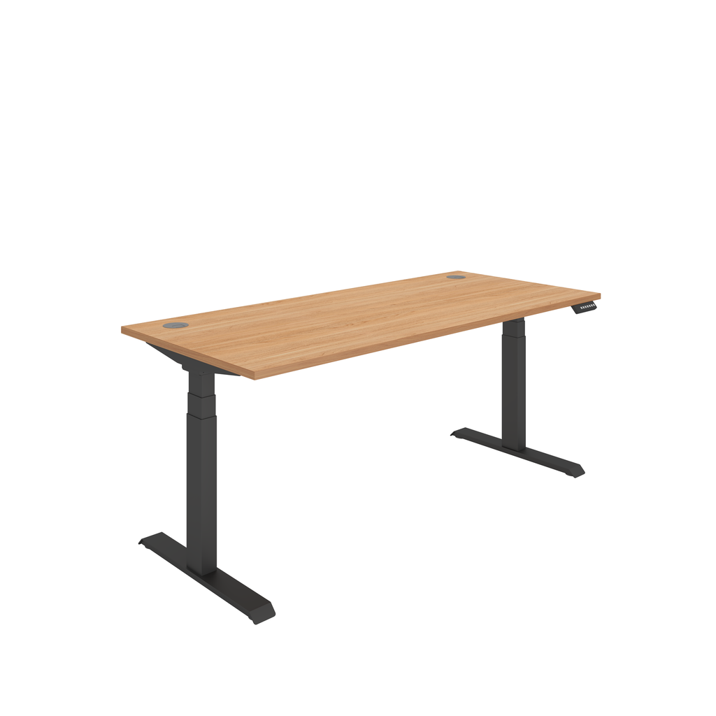 Dual Sit Stand Desk - 1800 x 800. MFC top with black frame.