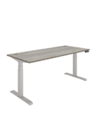 Dual Sit Stand Desk - 180w x 800d height adjustable silver frame with wooden MFC top