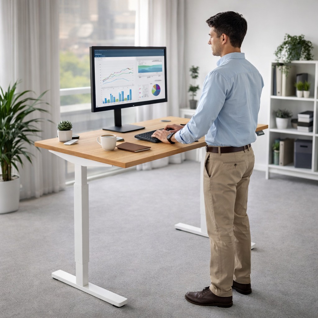 ESD01 - Single Motor Sit-stand desk in workspace setting
