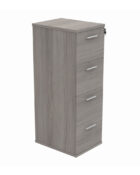 Alaskan Grey Oak. 4 drawer filing cabinet with lock and silver handles.