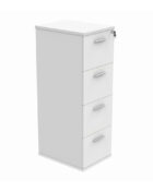 Artic White 4 drawer wooden filing cabinet with lock.