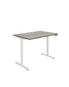 Easy to use, single motor sit stand desk - great for better posture and improved circulation. Grey oak top with white frame.