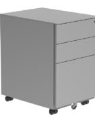 Under desk metal storage unit shown in Silver. Top drawer lockable and supplied with two keys. Pedestal unit on castors for easy mobility.