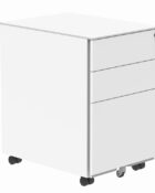 Under desk metal storage unit shown in white. Top drawer lockable and supplied with two keys. Pedestal unit on castors for easy mobility.