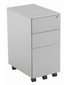 3-drawer steel foolscap pedestal shown in silver