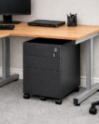 Pedestal Storage Unit - Lifestyle image of 3 drawer under desk pedestal in black.
