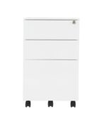 Steel Foolscap Pedestal on castors - finished in white (metal)