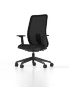 Stylish black 3D self supporting mesh back, ergonomic office chair with adjustable seat depth, lumbar support and arms.