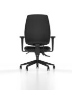 Moulded outer back, fully upholstered ergonomic office chair with adjustable arms and 5 star castor base.