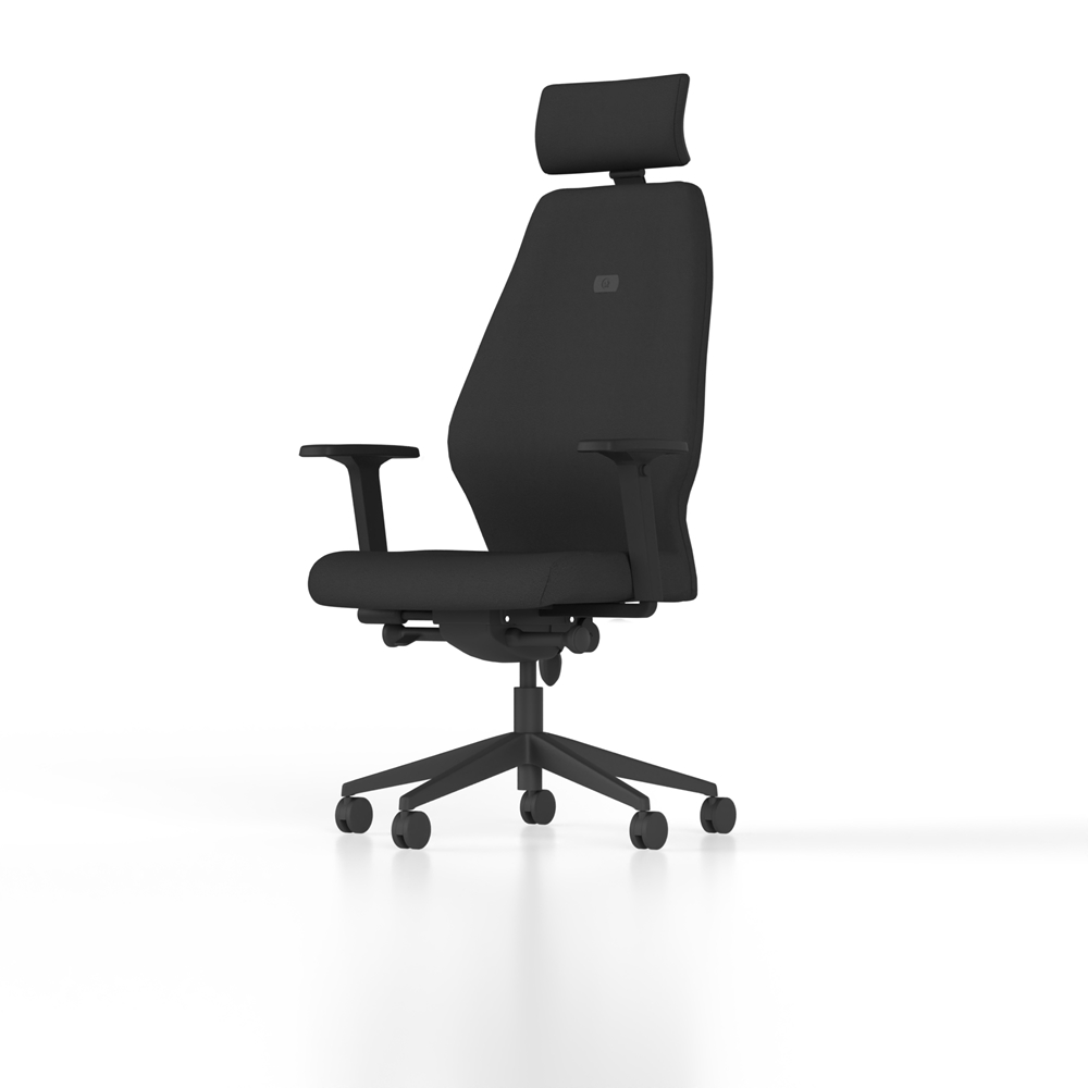 Up - ergonomic chair with upper back support, lumbar support, flex-front posture seat, headrest, and multi-functional arms.
