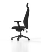 High back chair upper back support and headrest. The Up chair (Quick Ship range) has adjustable ergonomic features including seat slide, back support, pump up lumbar, flex-front posture seat, headrest, and multifunctional arms.