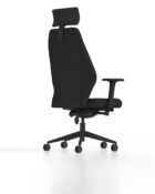 High Back Chair with headrest. The Up chair has adjustable benefits including upper back support, pump up lumbar, flex-front posture seat, headrest, and multifunctional arms.