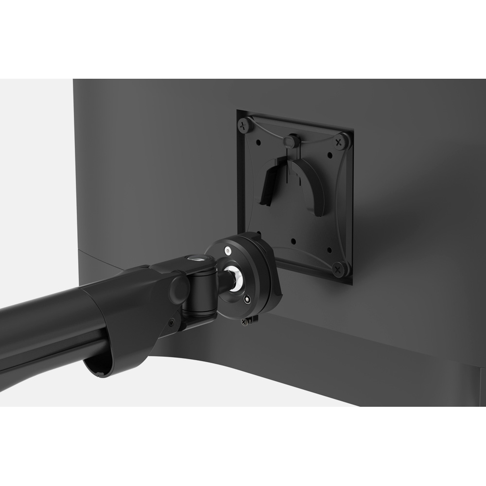 Close up of a Levo VESA monitor arm plate