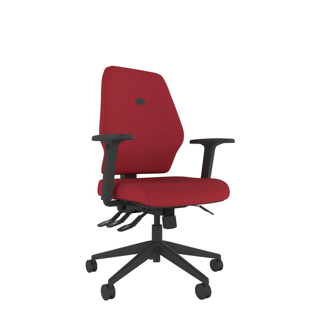 Red Ergonomic Task Chair - Adjustable Arms with castor base