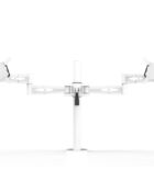 Ergonomic accessory - double white monitor arm to support healthier ergonomic screen positioning