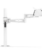 Single monitor arm (ergonomic desktop accessory) shown in white.