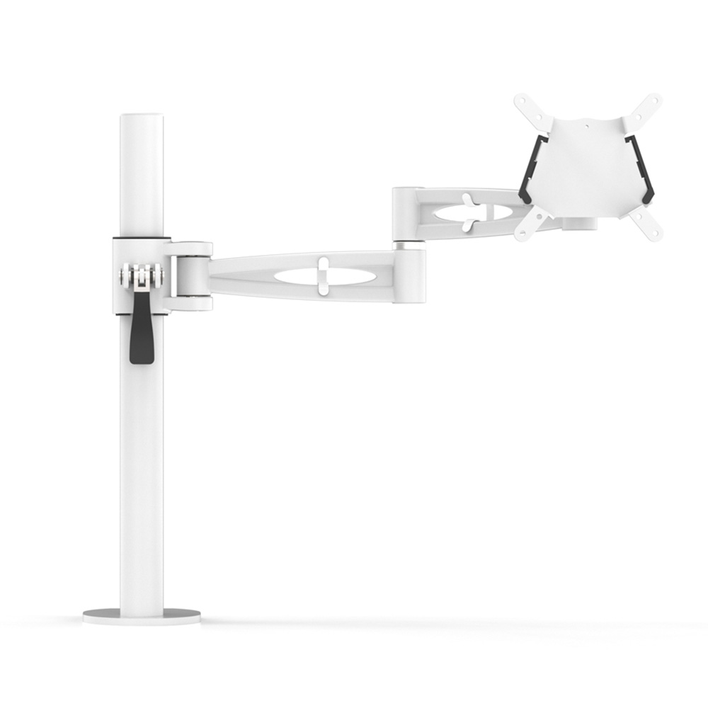 Single monitor arm (ergonomic desktop accessory) shown in white.